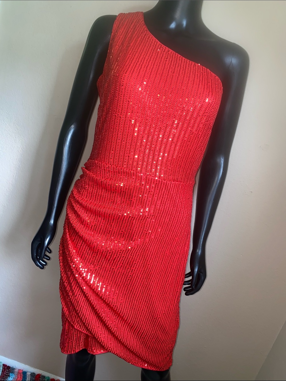 Grace Karin Red Sequin One-Shoulder Cocktail Dress NWTs